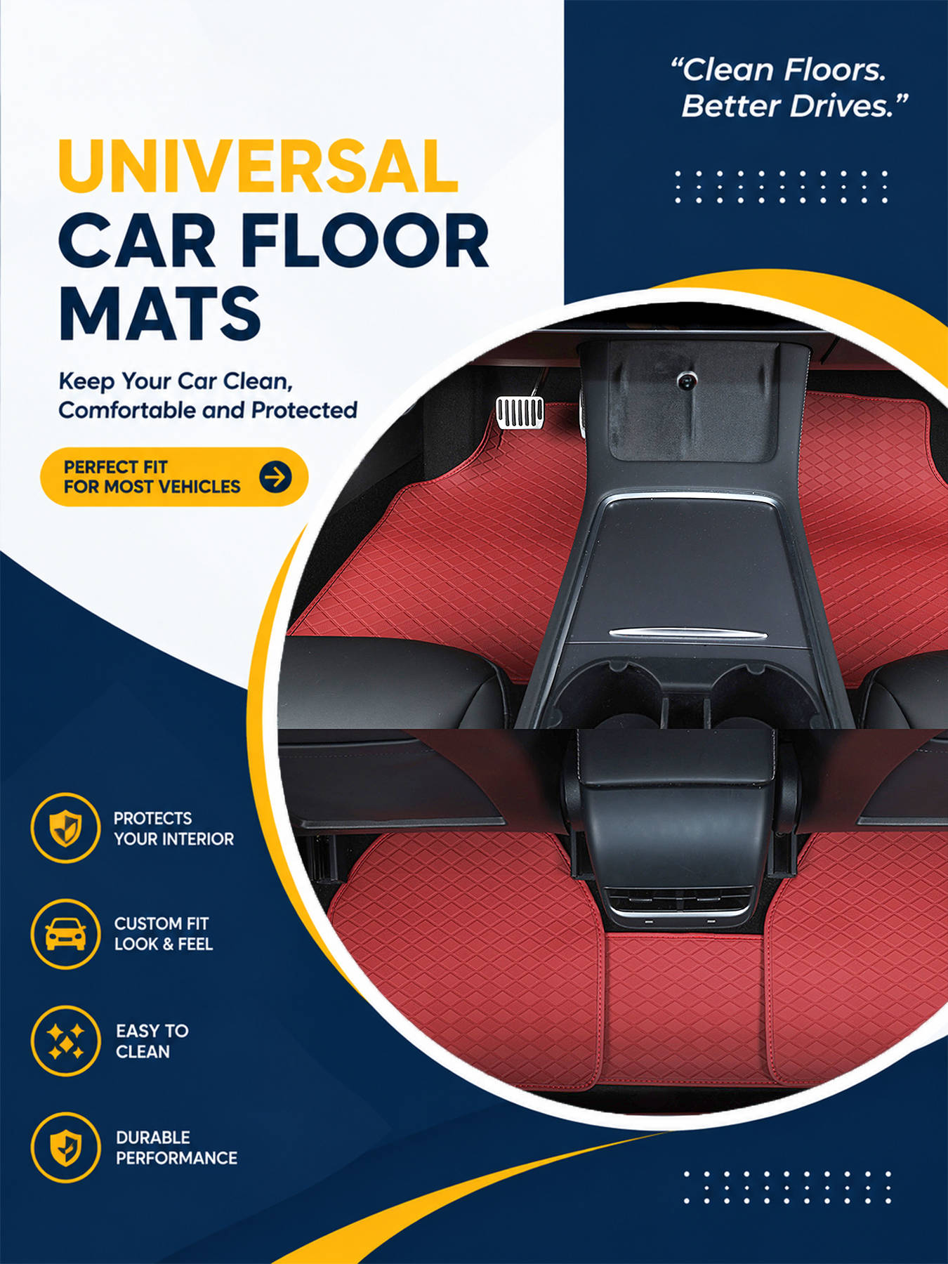 Car Floor Mats Universal Waterproof Leather - Kompletny zestaw uniwersalnych, antypoślizgowych, wodoodpornych dywaników