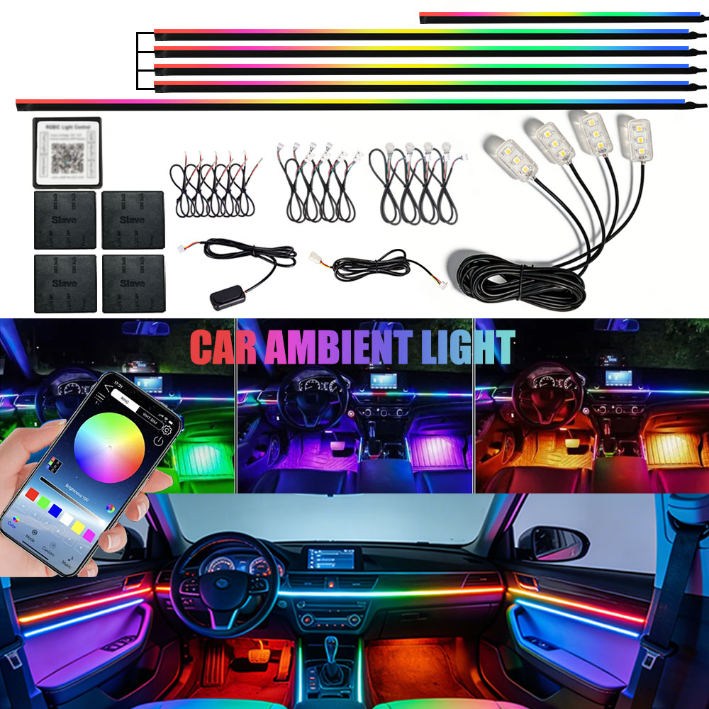 6/10/14/18/22 w 1 Samochodowe  – Led Ambient Interior Car Lights App Control recenzja i cena