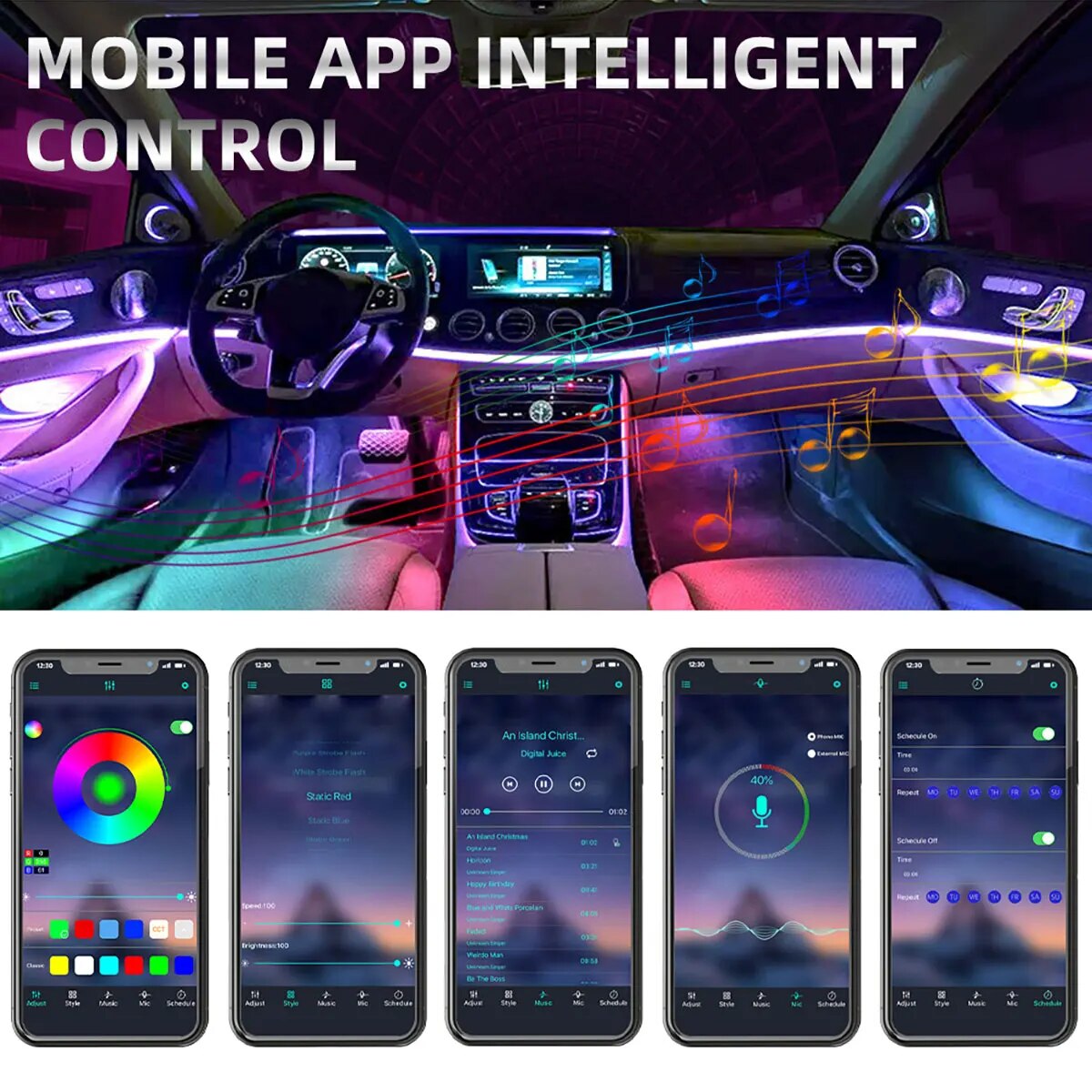4 w 1 6 w 1 samochód symfonicz – Led Ambient Interior Car Lights App Control recenzja i cena