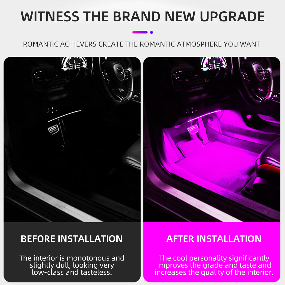 2/4w1 12/18 LED RGB Tęczowa De – Led Ambient Interior Car Lights App Control recenzja i cena